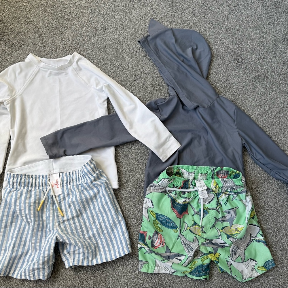 Cat & Jack Blue and White Striped Swim Shorts size 4T